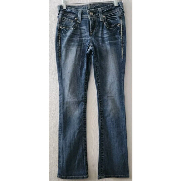 Ariat Jeans Womens 25R Ruby Bootcut Blue Long Denim Pants Embroidered Ladies - Picture 1 of 10